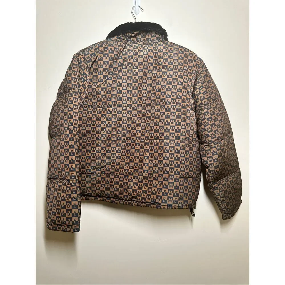 MadeMe Faux Fur Collar Puffer Jacket Brown and Black Size Medium New